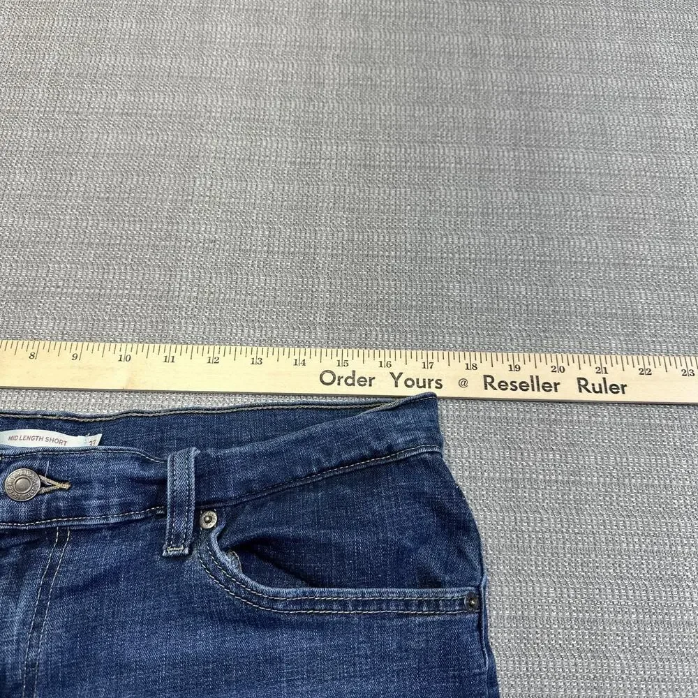 Levis Mid Rise Shorts Womens 33 Blue Denim Cuffed Stretch Casual Summer Jean‎